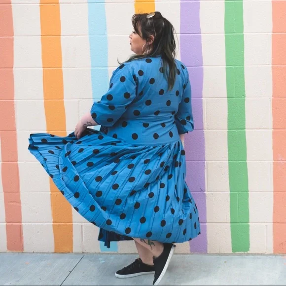 NEW: Wednesdays girl blue polka dot plus size dress